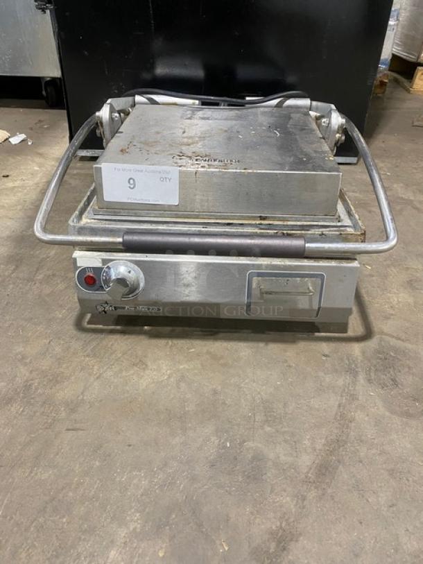 Star Pro-Max 2.0 Series Commercial Stainless Steel Electric Powered Countertop Sandwich/Panini Press Grill! WIth Smooth Aluminum Plates! Model: PST14 SN: PST140515A0003! 240V 1 Phase! On Legs! - Image 1 of 9