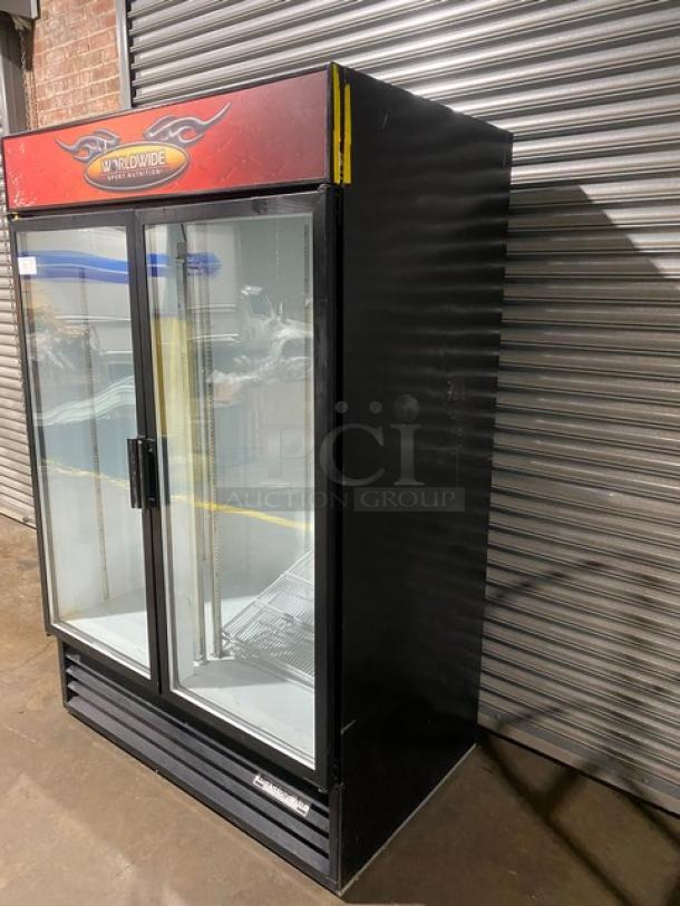Beverage-Air Commercial Black Double Glass Swing Door Reach In Refrigerator Merchandiser! With Poly Coated Wire Racks! Model: MT49-B! 115V 1 Phase! - Image 2 of 9