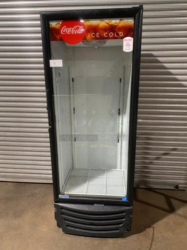 Imbera Coca'Cola Style Commercial Black Single Glass Swing Door Reach In Refrigerator Merchandiser! Energy Star Certified! With Poly Coated Wire Rack! Model: G319 C02 SN: 111161212850! 115V 1 Phase! - Image 1 of 8