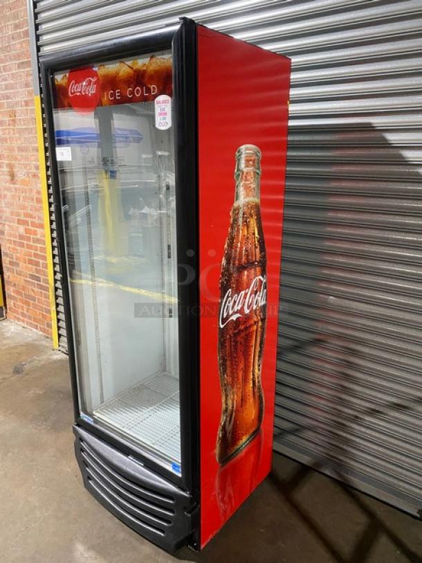 Imbera Coca'Cola Style Commercial Black Single Glass Swing Door Reach In Refrigerator Merchandiser! Energy Star Certified! With Poly Coated Wire Rack! Model: G319 C02 SN: 111161212850! 115V 1 Phase! - Image 2 of 8