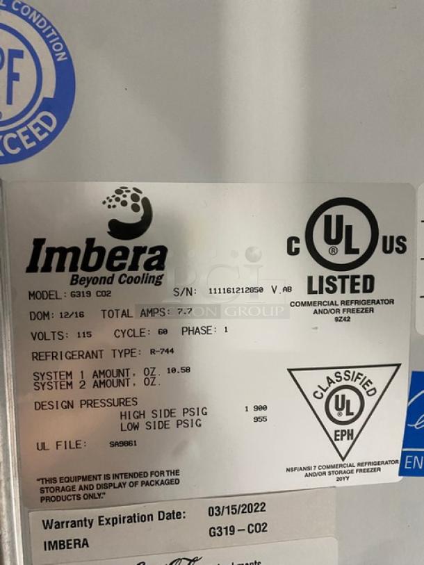 Imbera Coca'Cola Style Commercial Black Single Glass Swing Door Reach In Refrigerator Merchandiser! Energy Star Certified! With Poly Coated Wire Rack! Model: G319 C02 SN: 111161212850! 115V 1 Phase! - Image 7 of 8