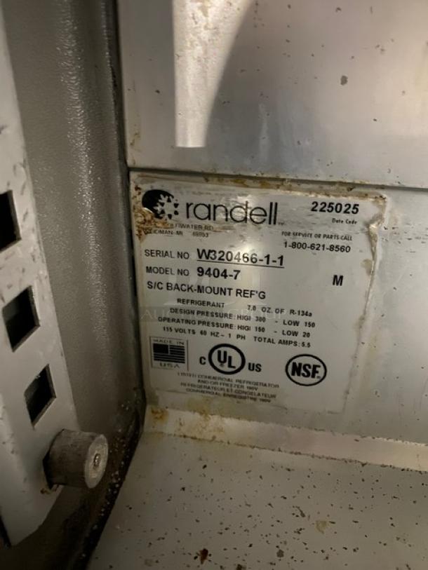 Randell Commercial Stainless Steel Undercounter Worktop Refrigerator! Model: 9404-7 SN: W320466-1-1! 115V 1 Phase! On Casters! - Image 6 of 8