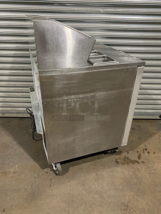 Silver King Commercial Stainless Steel Single Door Refrigerated Topping/Condiment Station! With Poly Coated Wire Rack! Model: SKFSM SN: SBEC162203A! 115V! On Casters! - Image 4 of 11