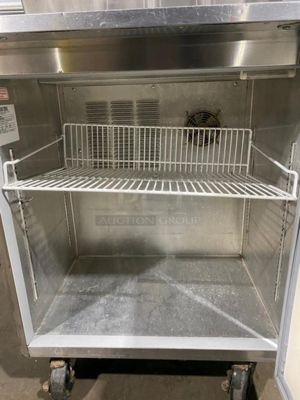 Silver King Commercial Stainless Steel Single Door Refrigerated Topping/Condiment Station! With Poly Coated Wire Rack! Model: SKFSM SN: SBEC162203A! 115V! On Casters! - Image 6 of 11