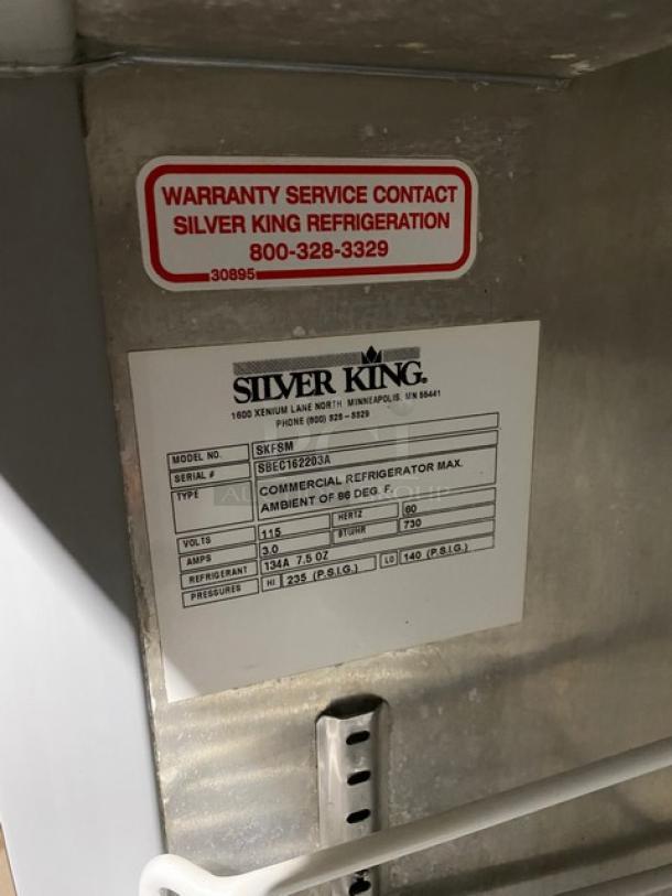 Silver King Commercial Stainless Steel Single Door Refrigerated Topping/Condiment Station! With Poly Coated Wire Rack! Model: SKFSM SN: SBEC162203A! 115V! On Casters! - Image 7 of 11