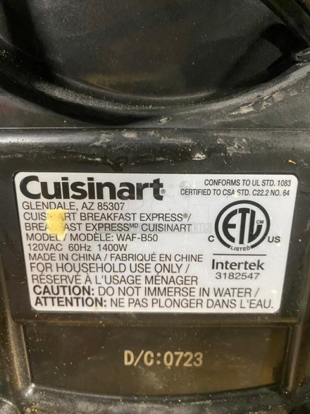 Cuisinart Breakfast Express Series Commercial Stainless Steel Electric Powered Countertop Waffle/Omelet/Pancake Maker! Model: WAF-B50! 120V! - Image 7 of 9