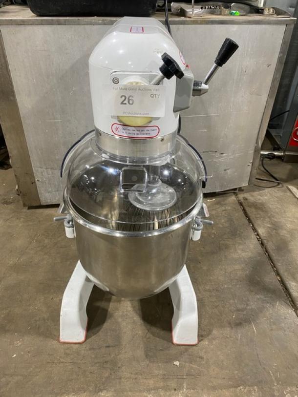 Late Model! 2024! Commercial Floor Style 30 Quart Planetary Mixer! With Clear Polycarbonate Splash Guard! With Stainless Steel Mixing Bowl & Wire Whip/Whisk Attachment! Model: HL-B30M SN: 24HL7124-039! 110V 1 Phase! - Image 1 of 11