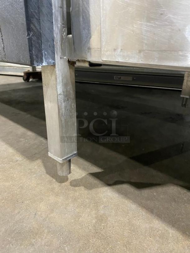 Custom Made Commercial Stainless Steel Worktop Kegerator/Back Bar! With Back Splash! With 5 Tap T-Style Tower & Cutout With Drain Hole! With Enclosed Sliding Door Storage Cabinet! On Legs! - Image 6 of 8