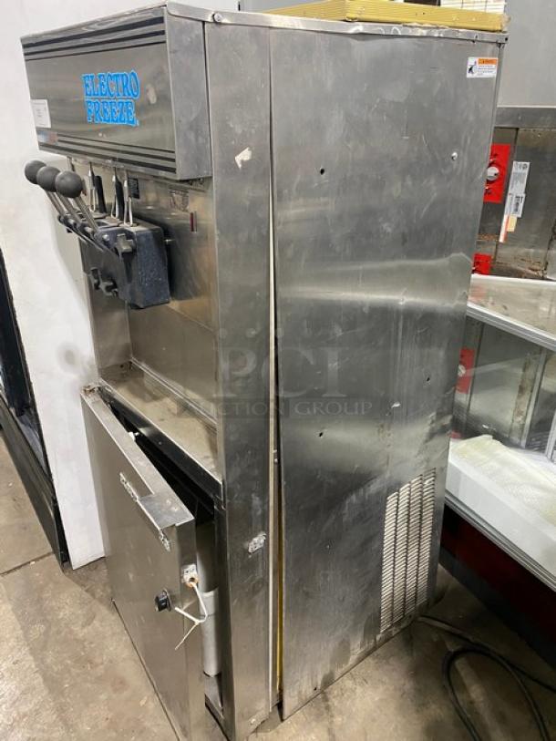 Electro Freeze Freedom 360 Series Commercial Stainless Steel Air-Cooled Dual Flavor Twist Soft Serve Ice Cream/Frozen Yogurt Machine! With 2 Hoppers & 3 Dispensers! Model: 88TN-CMT-213 SN: A2F105! 230V 1 Phase! On Legs! - Image 2 of 12