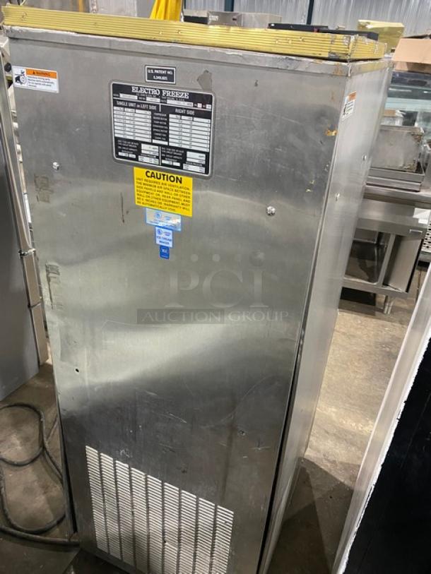 Electro Freeze Freedom 360 Series Commercial Stainless Steel Air-Cooled Dual Flavor Twist Soft Serve Ice Cream/Frozen Yogurt Machine! With 2 Hoppers & 3 Dispensers! Model: 88TN-CMT-213 SN: A2F105! 230V 1 Phase! On Legs! - Image 3 of 12
