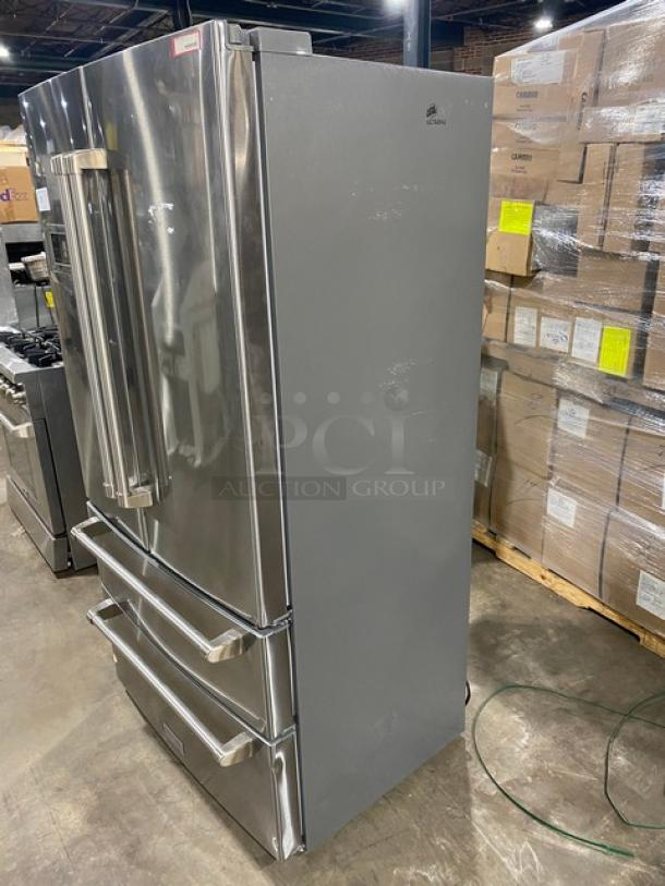 Thor Kitchen Commercial Stainless Steel Solid French Door 2 Drawer Free-Standing Reach In Refrigerator/Freezer Combo! With Built In Ice Maker! With Shelves, Drawers & Ice Scooper! With Digital Controls! Model: HRF3601F-V1 SN: HRF3601FV122070162! 115V 1 Phase! - Image 2 of 10
