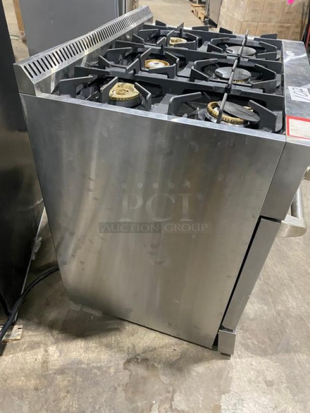 Thor Kitchen Commercial Stainless Steel Dual Fuel Powered 6 Burner Range! With Electric Powered Convectional Oven! With Brilliant Blue Porcelain Interior! With Luxglide Telescopic Racks! Model: HRD3606UV2 SN: HRD3606U2203839! 240V! - Image 4 of 10