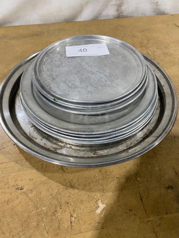 Lot Of Mixed Commercial Stainless Steel Round Serving Platters! All One Money! - Image 2 of 7
