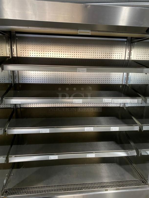 GTI Designs Commercial Stainless Steel Self-Contained 4 Tier Refrigerated Open Grab-N-Go Merchandiser Display Case! With Adjustable Shelves & Tag/Label Holders! With Pull Down Night Curtain! With Remote Compressor! - Image 5 of 11