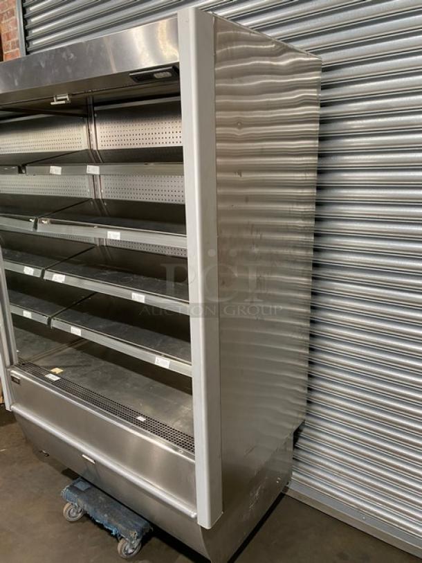 GTI Designs Commercial Stainless Steel Self-Contained 4 Tier Refrigerated Open Grab-N-Go Merchandiser Display Case! With Adjustable Shelves & Tag/Label Holders! With Pull Down Night Curtain! With Remote Compressor! - Image 2 of 12