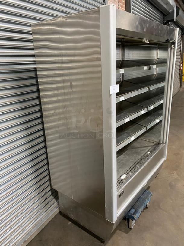 GTI Designs Commercial Stainless Steel Self-Contained 4 Tier Refrigerated Open Grab-N-Go Merchandiser Display Case! With Adjustable Shelves & Tag/Label Holders! With Pull Down Night Curtain! With Remote Compressor! - Image 4 of 12