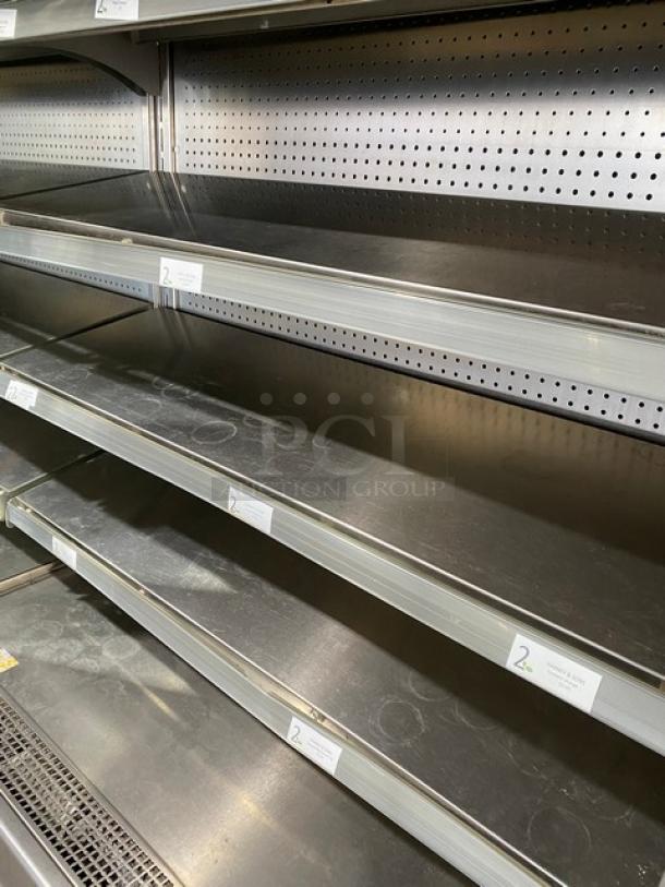 GTI Designs Commercial Stainless Steel Self-Contained 4 Tier Refrigerated Open Grab-N-Go Merchandiser Display Case! With Adjustable Shelves & Tag/Label Holders! With Pull Down Night Curtain! With Remote Compressor! - Image 6 of 12