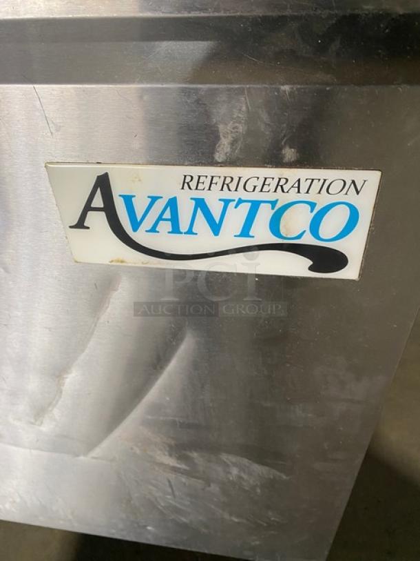 Avantco Commercial Stainless Steel 2 Door Refrigerated Bain Marie Style Mega Top Salad/Sandwich Prep Table! With Poly Coated Wire Racks! With Removable Cutting Board! Model: 178SSPT48HC SN: 9142050071! On Casters! - Image 7 of 9