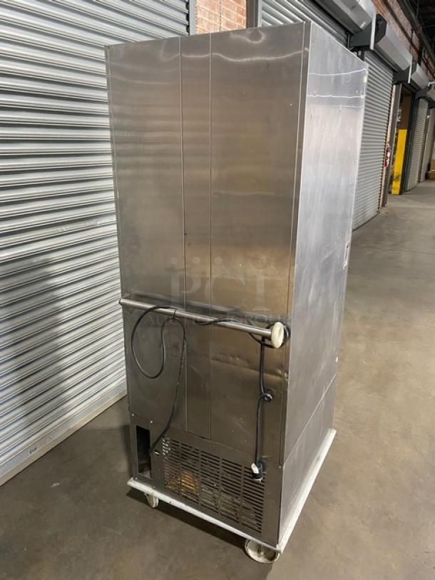 Victory Commercial Stainless Steel Solid Single Door Air Curtain Refrigerator! With Built In Pan Holding Racks! With Rear Mounted Push Bar Handle & Rubber Bumpers! Model: ACRS-1D-S7-STS SN: E0055797! 115V 1 Phase! On Casters! - Image 3 of 10