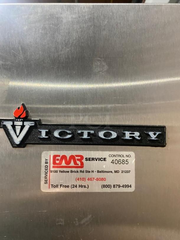Victory Commercial Stainless Steel Solid Single Door Air Curtain Refrigerator! With Built In Pan Holding Racks! With Rear Mounted Push Bar Handle & Rubber Bumpers! Model: ACRS-1D-S7-STS SN: E0055797! 115V 1 Phase! On Casters! - Image 7 of 10