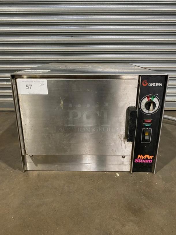 Groen HyPer Steam Series Commercial Stainless Steel Electric Powered Countertop 3 Pan Convection Steamer! With Built In Pan Holding Racks! Model: HY-3E STEAMER SN: 3E1646MS! 208V 3 Phase! - Image 1 of 10