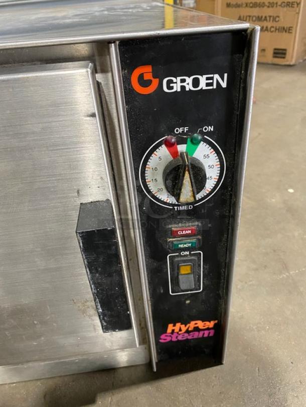 Groen HyPer Steam Series Commercial Stainless Steel Electric Powered Countertop 3 Pan Convection Steamer! With Built In Pan Holding Racks! Model: HY-3E STEAMER SN: 3E1646MS! 208V 3 Phase! - Image 6 of 10