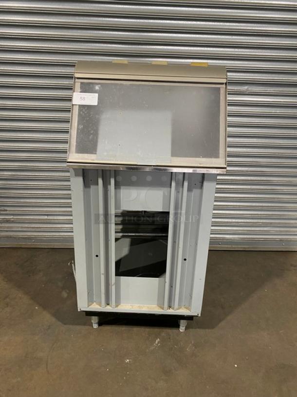 Duke Subway Style Commercial Electric Powered Single Well Heated Drop In Pan Food/Soup Warmer! With Sneeze Guard & Stainless Steel Prep Station! With Enclosed Storage Underneath! Model: SWH700-25FL M SN: 02083947! 120V 1 Phase! On Legs! - Image 1 of 13