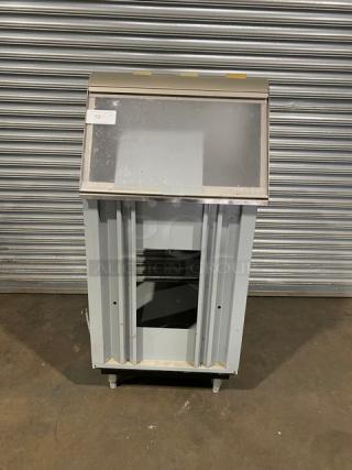 Duke Subway Style Commercial Electric Powered Single Well Heated Drop In Pan Food/Soup Warmer! With Sneeze Guard & Stainless Steel Prep Station! With Enclosed Storage Underneath! Model: SWH700-25FL M SN: 02083947! 120V 1 Phase! On Legs!