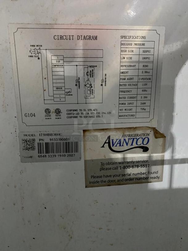 Avantco Commercial Black Horizontal Bottle Cooler! With Stainless Steel Reach In Sliding Top Lid! With Poly Coated Wire Rack Divider! Model: 178HBB36HC SN: 6548 3339 1910 2022! 115V! - Image 8 of 9