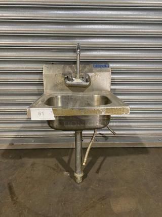 Commercial Stainless Steel Wall Mounted Hand Washing Sink! With Back Splash & Gooseneck Faucet!