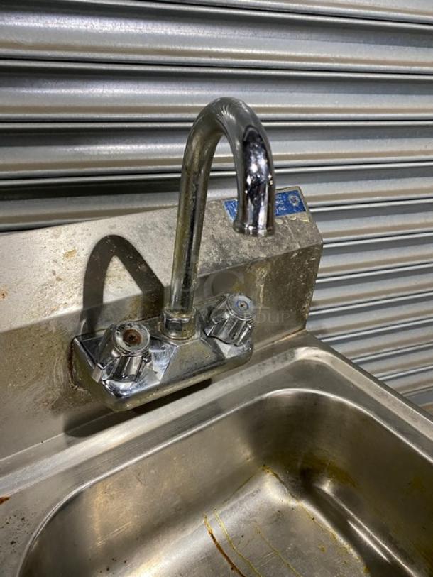 Commercial Stainless Steel Wall Mounted Hand Washing Sink! With Back Splash & Gooseneck Faucet! - Image 5 of 8