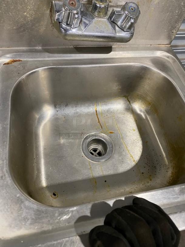 Commercial Stainless Steel Wall Mounted Hand Washing Sink! With Back Splash & Gooseneck Faucet! - Image 6 of 8