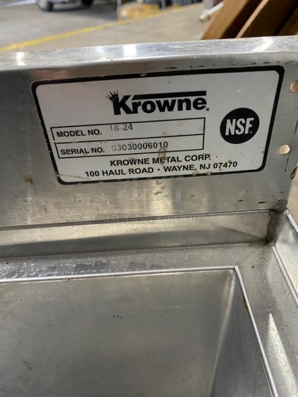Krowne Commercial Stainless Steel Under Bar Ice Bin/Cocktail Unit! With Back Splash & Drain Hole! Model: 18-24 SN: 03030006010! On Legs! - Image 6 of 7