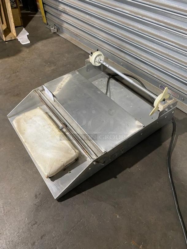 Heat Seal Commercial Stainless Steel Single Roll Film Axle Mounted Mini Countertop Food Wrapping Machine! With Thermostatically Controlled Hot Plate & Replaceable Non-Stick Cover! Model: 625-A! - Image 2 of 9