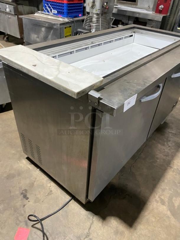 Kool-It Ikon Series Commercial Stainless Steel 2 Door Refrigerated Salad/Sandwich Prep Table! With Poly Coated Wire Racks! Model: KSP60M SN: KSP60M 7062503! 115V 1 Phase! On Casters! - Image 2 of 10