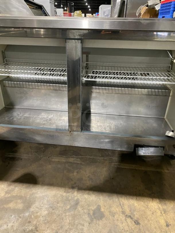 Kool-It Ikon Series Commercial Stainless Steel 2 Door Refrigerated Salad/Sandwich Prep Table! With Poly Coated Wire Racks! Model: KSP60M SN: KSP60M 7062503! 115V 1 Phase! On Casters! - Image 6 of 10