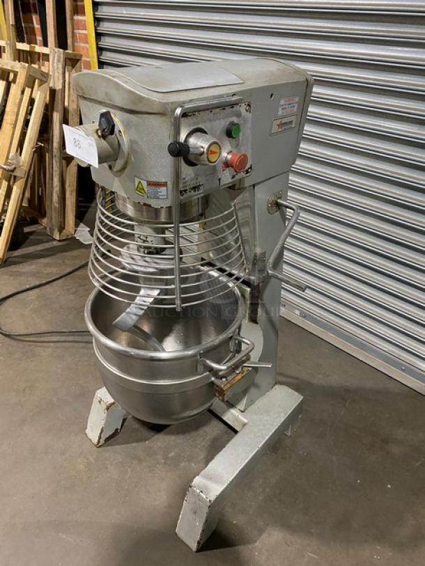 Omcan Commercial Heavy Duty 30 Qt Planetary Mixer! With Stainless Steel Bowl Guard & Mixing Bowl! With Dough Hook Attachment! Model: SP300A SN: 1310300814! 110V 1 Phase! Working When Removed! - Image 2 of 10