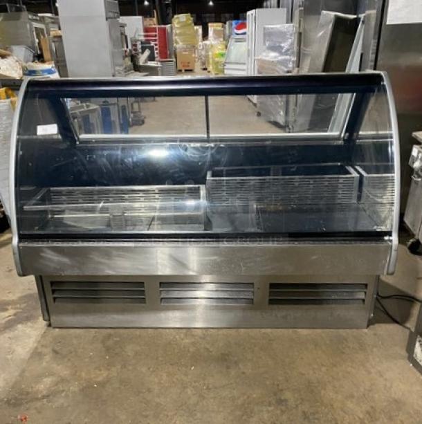Structural Concepts G-Series Commercial Stainless Steel Curved Glass Refrigerated Full-Service Meat Deli Display Case! With Rear Sliding Doors! With Tray Slide & Cutting Board! 120V 1 Phase! - Image 1 of 10