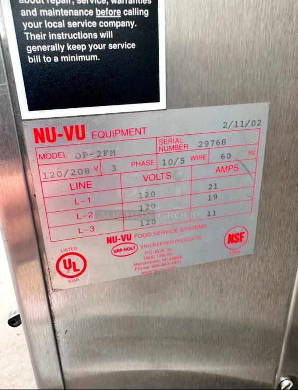 NuVu Commercial Electric Oven and Proofer 220 Volt 3 Phase Tested and Working! - Image 7 of 7
