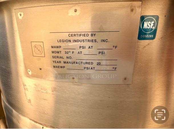 Late Model  Legion TWU-40 45 Gallon Tilting Direct Steam Kettle Tested and Working! - Image 8 of 9