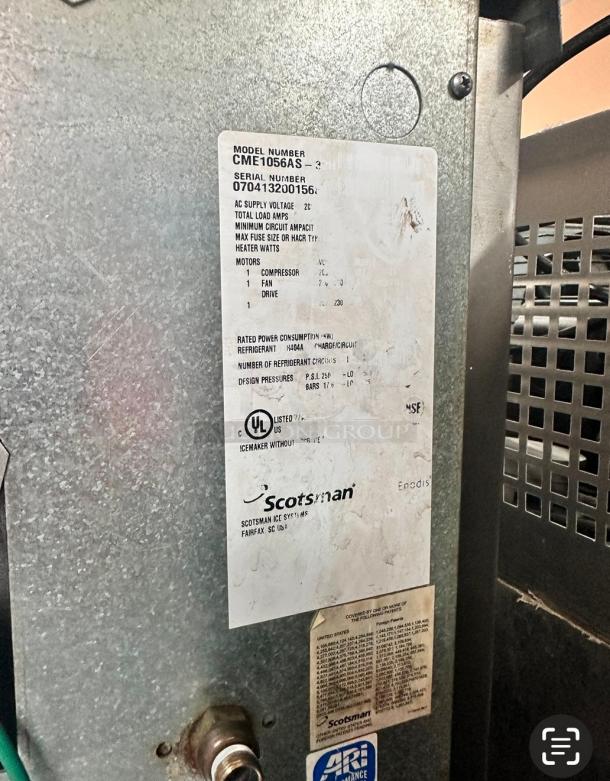 Scotsman CME1056 972lb Per Day Commercial Ice Machine 220volt Tested and Working! - Image 8 of 8