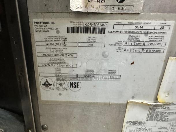 Excellent Pitco SG14 Gas Fryer - (3) 50 lb Each With Filtration System Tested and Working! - Image 10 of 11