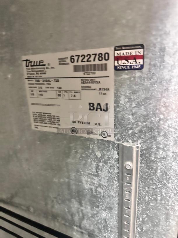 True TBB-24GAL-72 72" Back Bar Refrigerator - 3 Swinging Glass Doors, Black, 115v Tested and Working! - Image 6 of 9