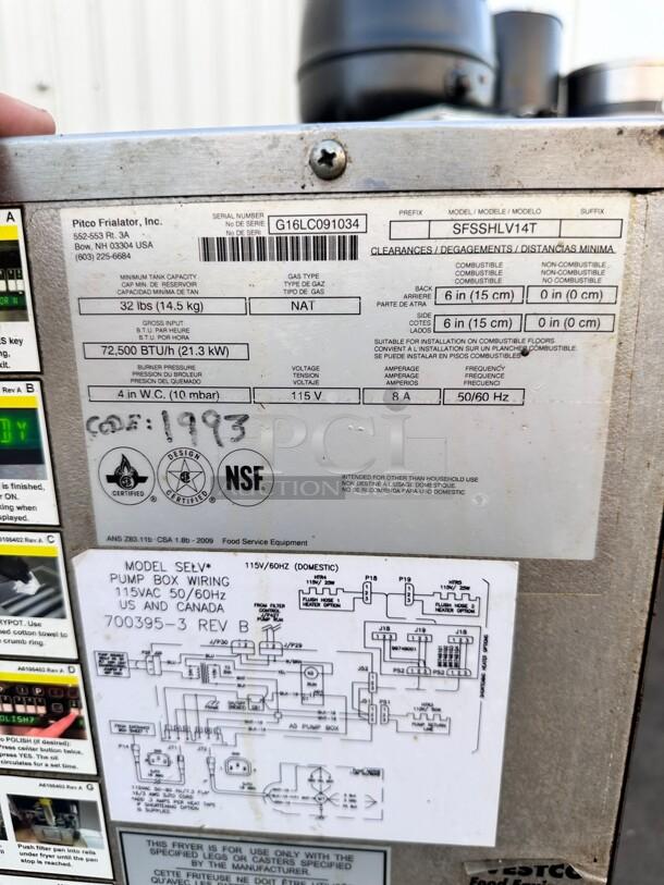 Nice Pitco SFSSHL Gas 40-50 lb. Gas Fryer With Filtration System Tested and Working! - Image 9 of 9