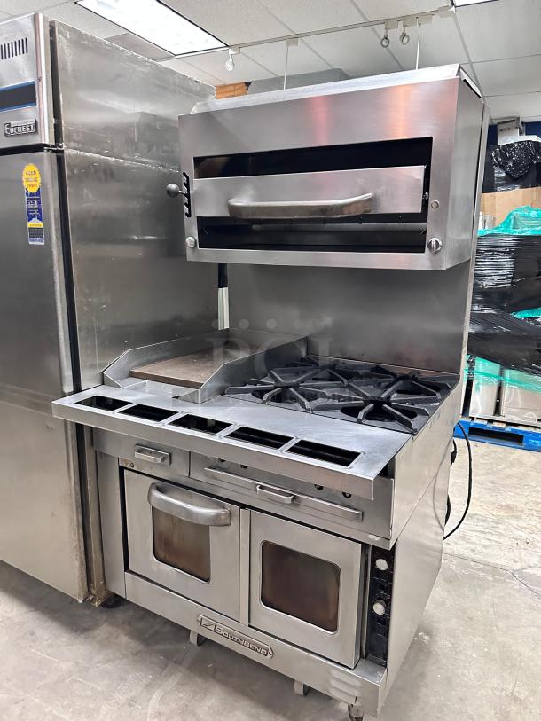 Southbend Commercial 36" Gas Griddle with 2 Burner and One Oven Has Salamander on the Top Tested and Working! - Image 2 of 9