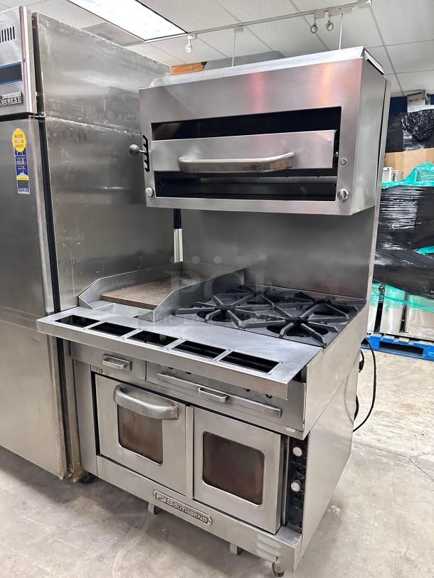 Southbend Commercial 36" Gas Griddle with 2 Burner and One Oven Has Salamander on the Top Tested and Working! - Image 3 of 9