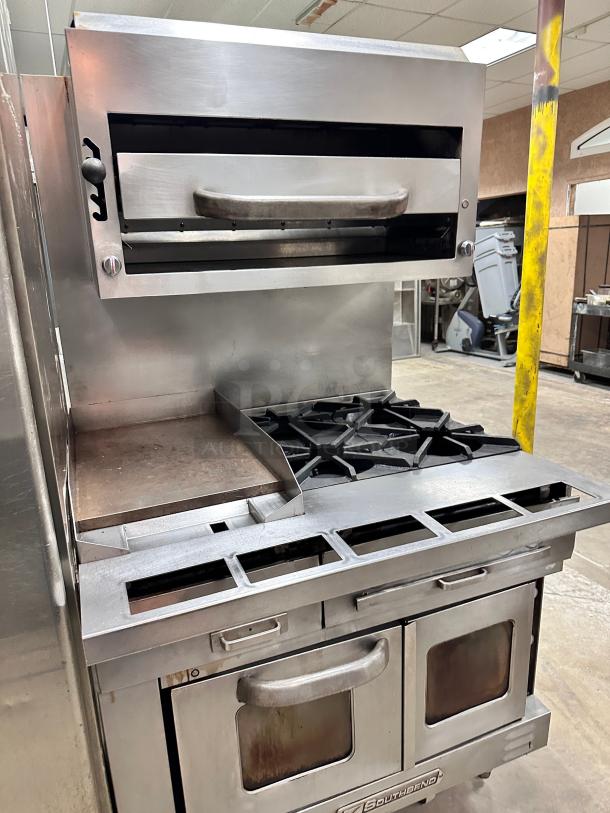 Southbend Commercial 36" Gas Griddle with 2 Burner and One Oven Has Salamander on the Top Tested and Working! - Image 4 of 9