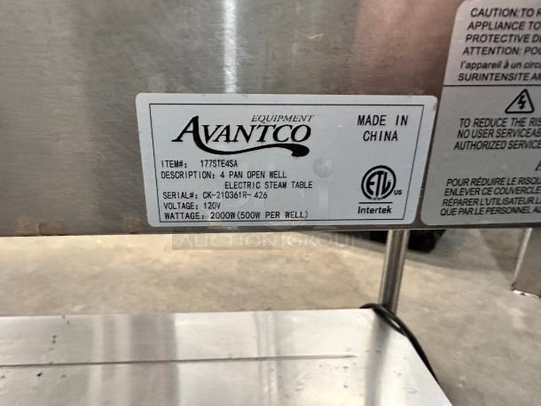 Avantco 4 Pan Open Well Electric Steam Table 115Volt Tested and Working! - Image 8 of 9