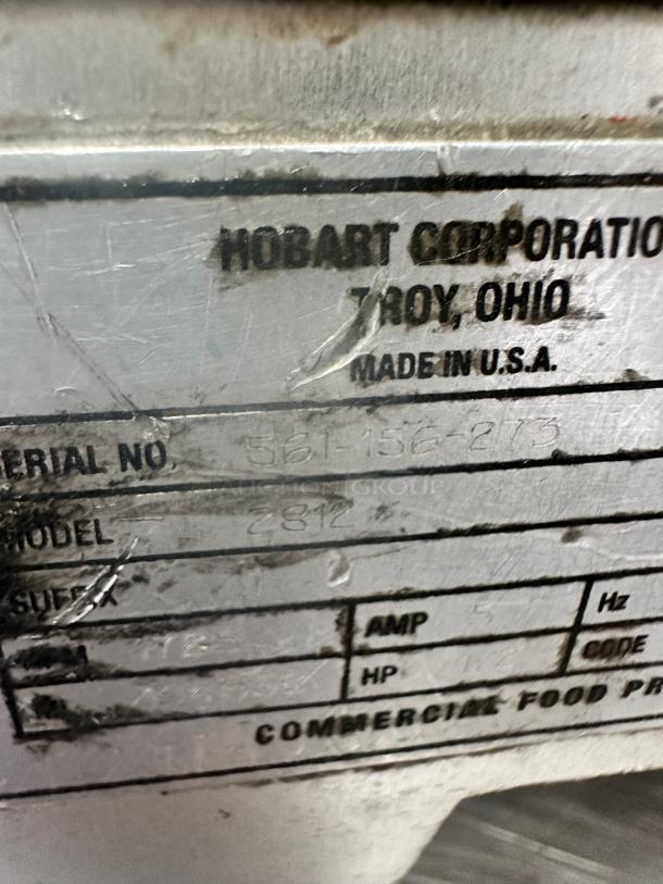 Hobart 2812 12" Blade Commercial Manual Meat Slicer 115 Volt - Image 9 of 11