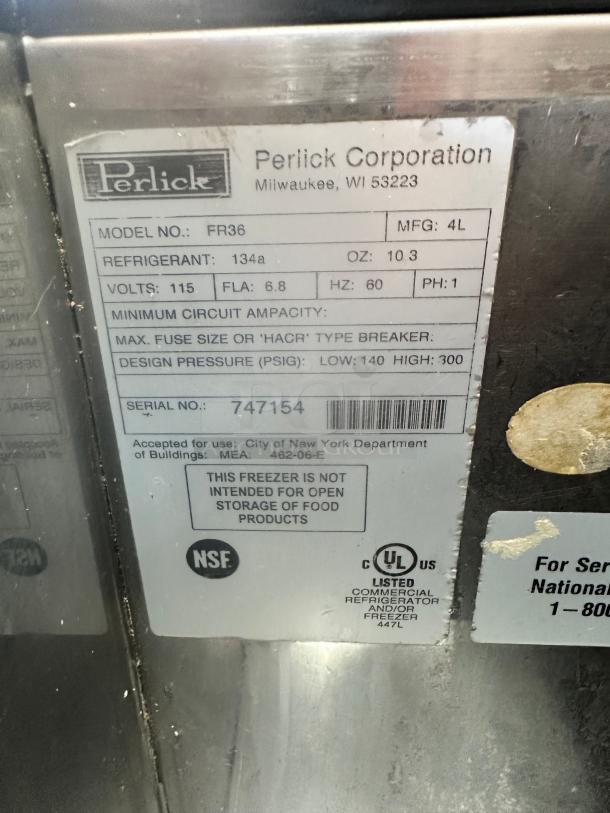 Nice Perlick FR36 36" Refrigerated Black Glass Froster 115 Volt Tested and Working! - Image 9 of 14